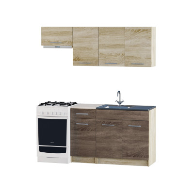 Эко набор 1.7 м, с наклодной мойкой-L, Дуб Сонома, Дуб сонома Трюфель